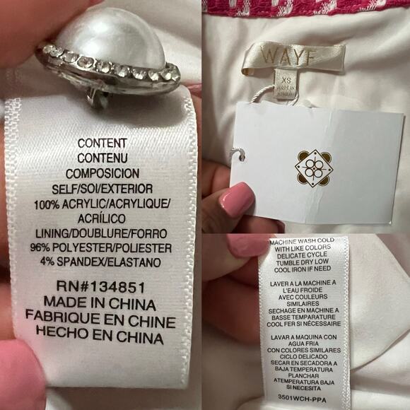 NWT WAYF Women's Houndstooth Tweed Blazer & Skirt Two-Piece‎ Set Size XS - Picture 12 of 12